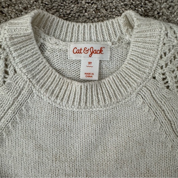 CAT & JACK | Holiday Cream Knit Sweater Dress - Size 2T - Picture 4 of 5